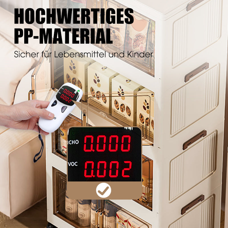 Foldable Storage Box With Lid, 1-5 layers of holders with wheels for kitchen, bedroom, bathroom, warehouse, kitchen, home storage, stackable organizer🗄️