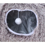 2-in-1 Foldable Indoor Soft Round Cat Tunnel Bed