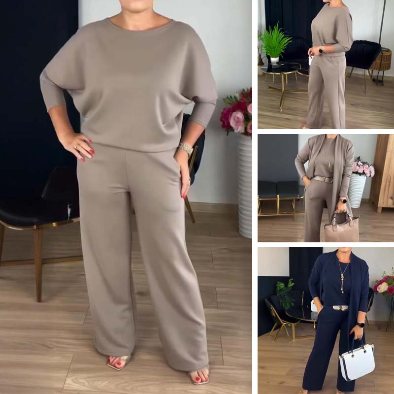 Elegant Longline Cardigan & Top & Pants 3-Pieces Set