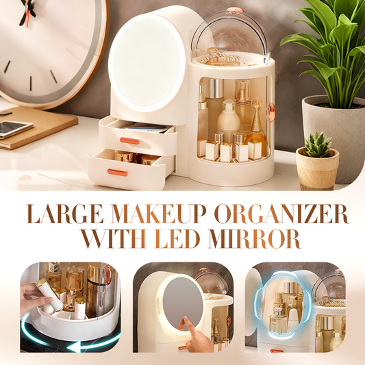 Large Makeup Organizer with LED Mirror