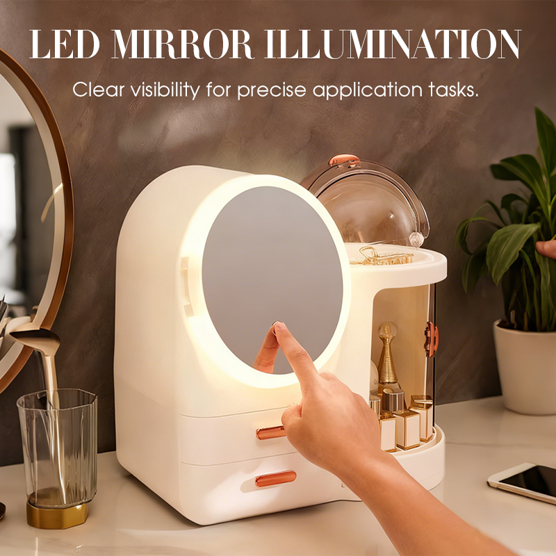 Large Makeup Organizer with LED Mirror
