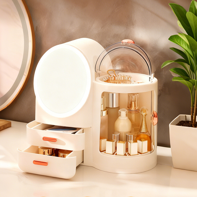 Large Makeup Organizer with LED Mirror