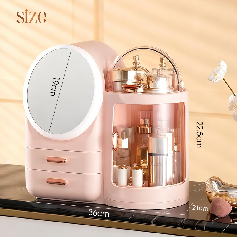 Large Makeup Organizer with LED Mirror