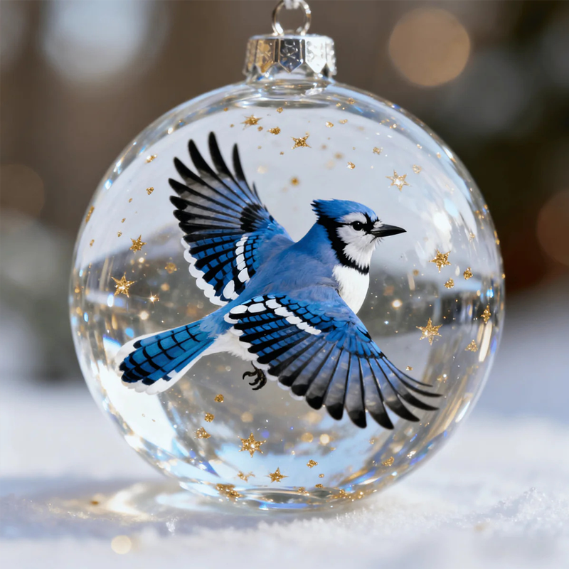 🐦✨Nature's Bird Glass-Look Sphere Ornament