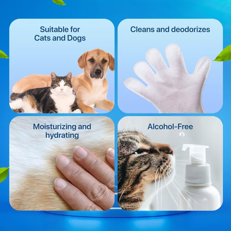 Rinse-Free Pet Cleaning Deodorizing Gloves