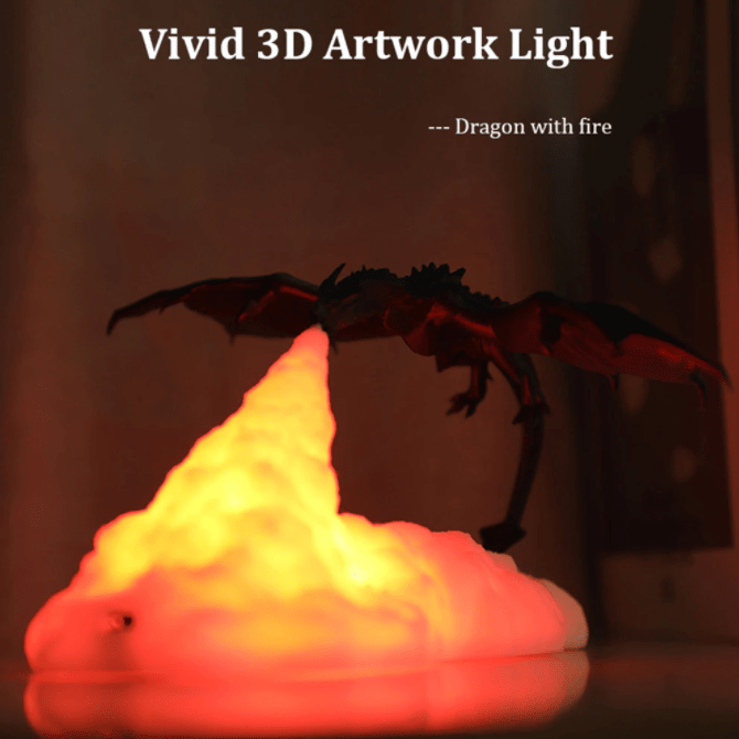 🔥3D Printed Dynamic Balance Dragon LED Night Light🐲