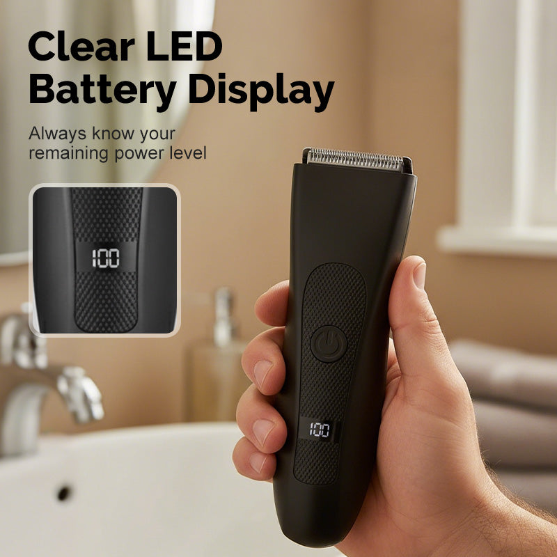 ✂️ Men's Digital Body Trimmer – L-Shaped Safety Blade, LED Display & 90-Min Runtime ✨