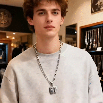 🔥Hot Sale✨ 67 Number Pendant Necklace – Fashion Statement Piece, 925 Sterling Silver & Gift Box 💎🎁