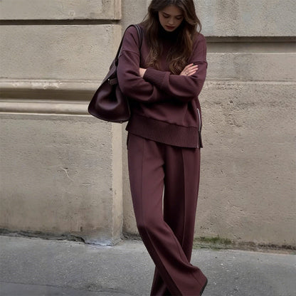 💥High-Neck Side-Zip Sweatshirt & Pants Set 👚👖