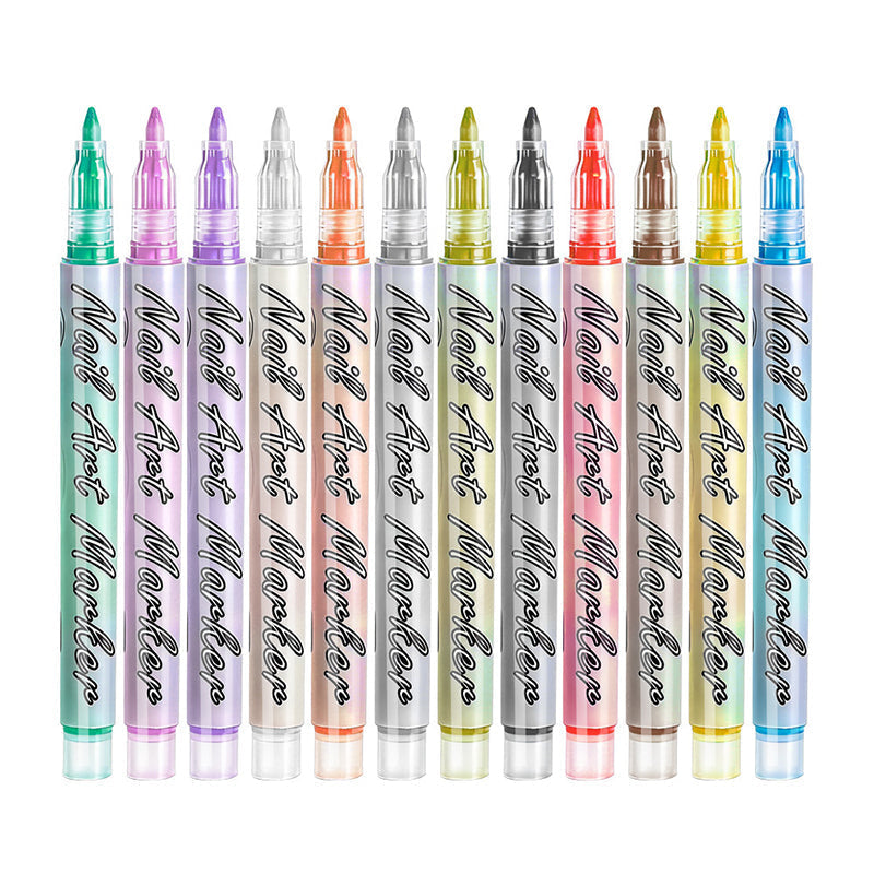 🎨 12-Color Acrylic Nail Art Pens – Vibrant Pigments, Fine Tips & Easy DIY Designs ✨🖌️