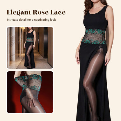Value Bundle: 8D Oil-Sheen Rose Lace Stockings