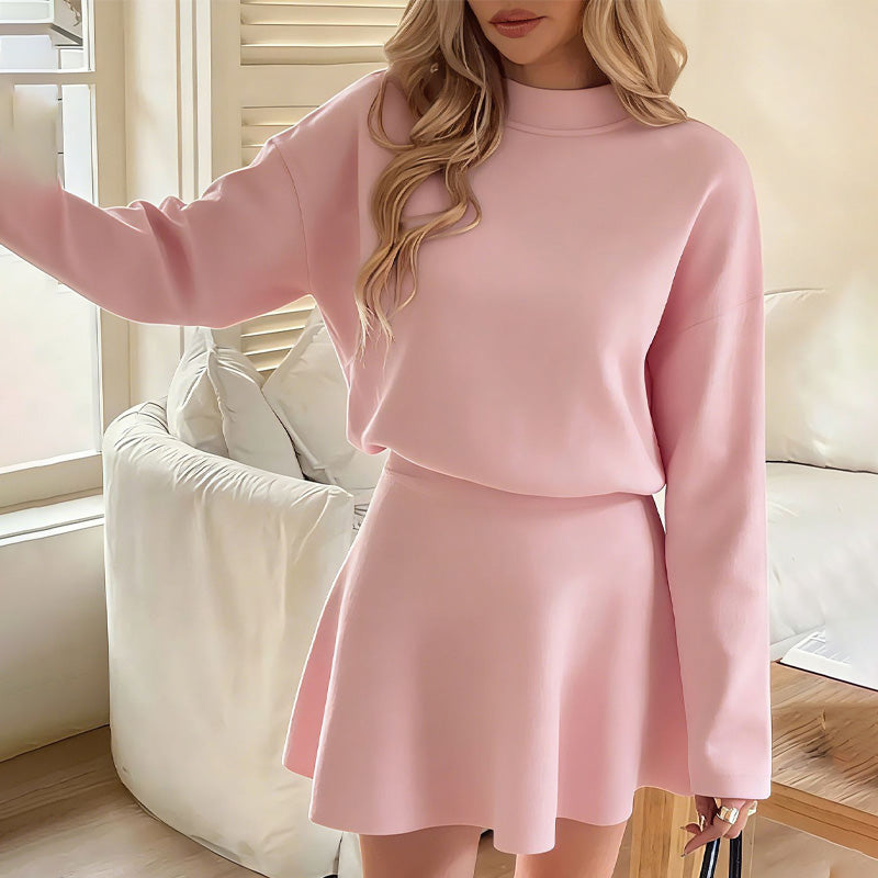 ✨💓Women's Mock Neck Knit A-Line Mini Dress