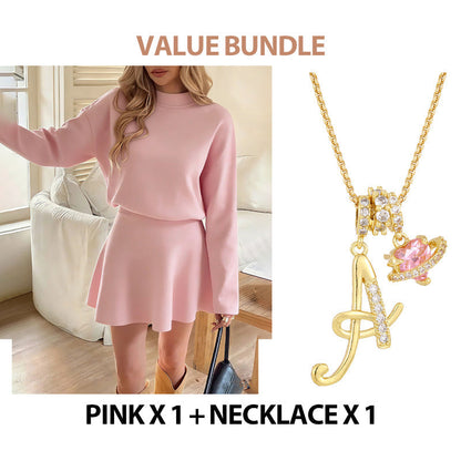 ✨💓Women's Mock Neck Knit A-Line Mini Dress