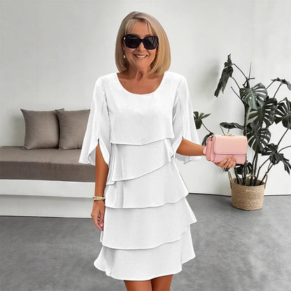 Women's Elegant Layered Ruffle Sleeve Dress