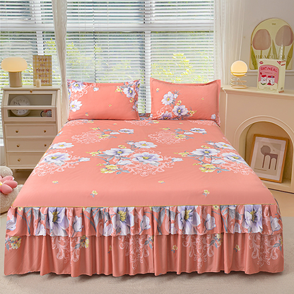 🛏️ 3-Piece Ruffled Bed Skirt Set – Elegant Design, Easy Fit & Complete Coverage 🛌