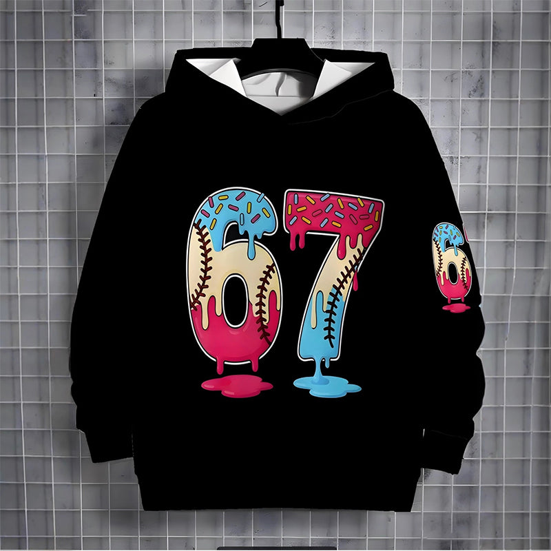 Kids' Funny 67 Meme Hooded Sweatshirt