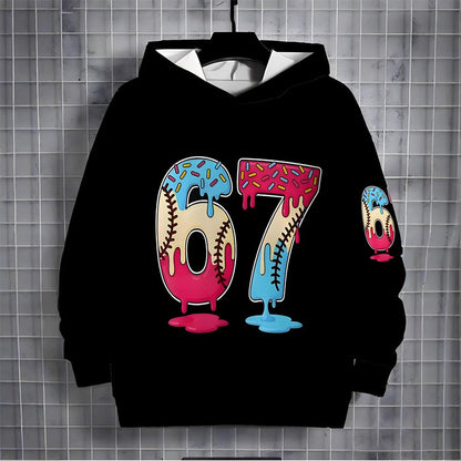 Kids' Funny 67 Meme Hooded Sweatshirt