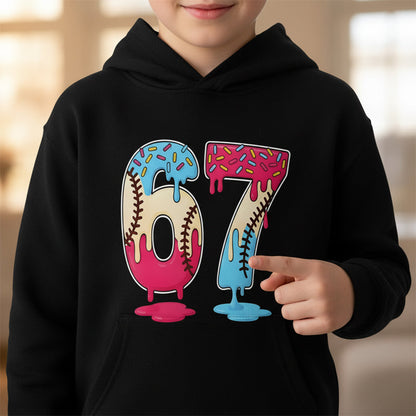 Kids' Funny 67 Meme Hooded Sweatshirt