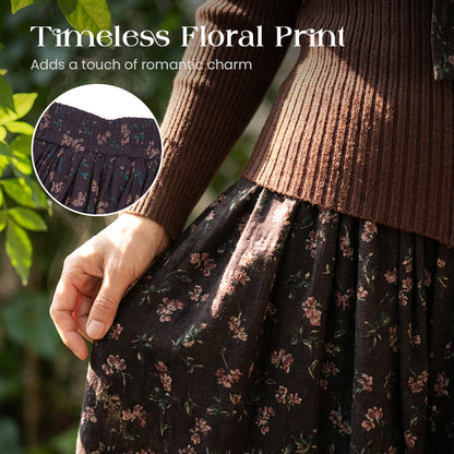 💥Ribbed Knit Top & Floral Maxi Skirt Set