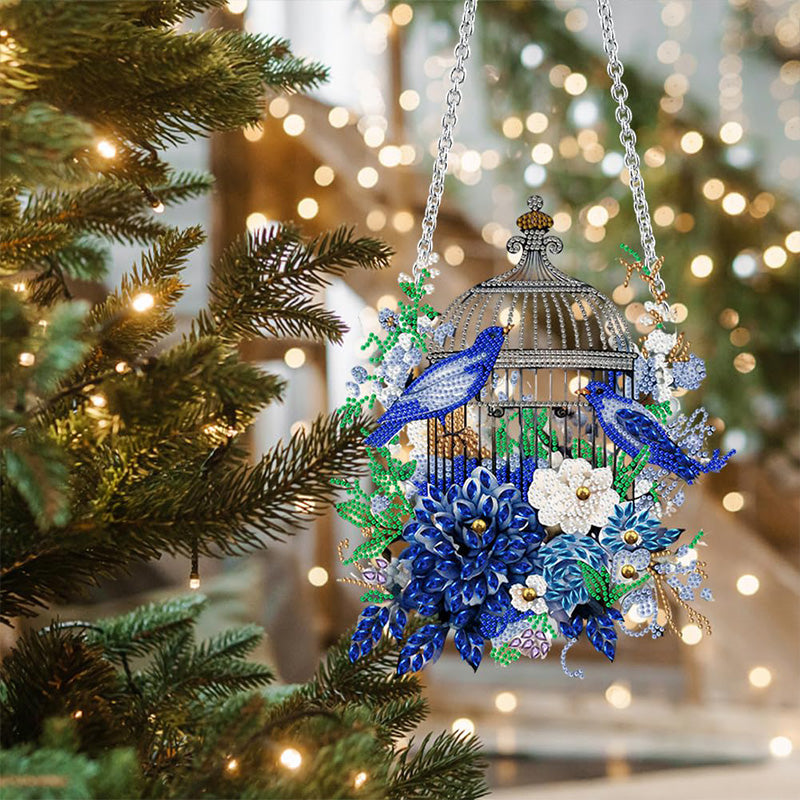 Flower Birdcage Special Shaped Full Rhinestone Art Hanging