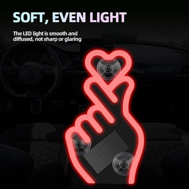 Solar-Powered Finger Heart LED Car Light