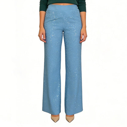 High-Waist Glitter Straight-Leg Trousers