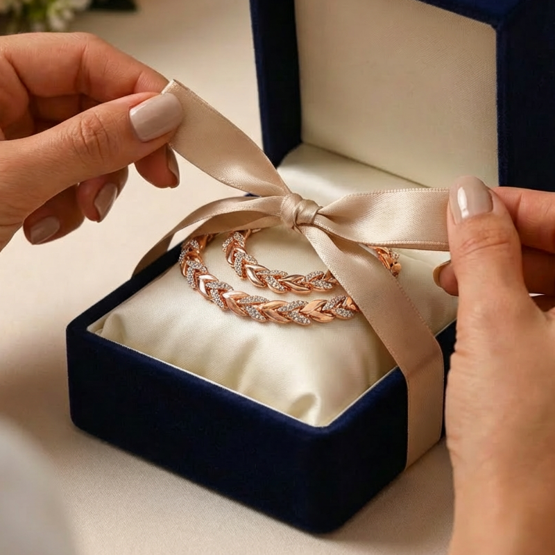 Adjustable Rhinestone Leaf Link Necklace & Bracelet Set