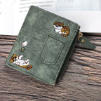 Women's Bi-Fold Wallet with Cat Embroidery