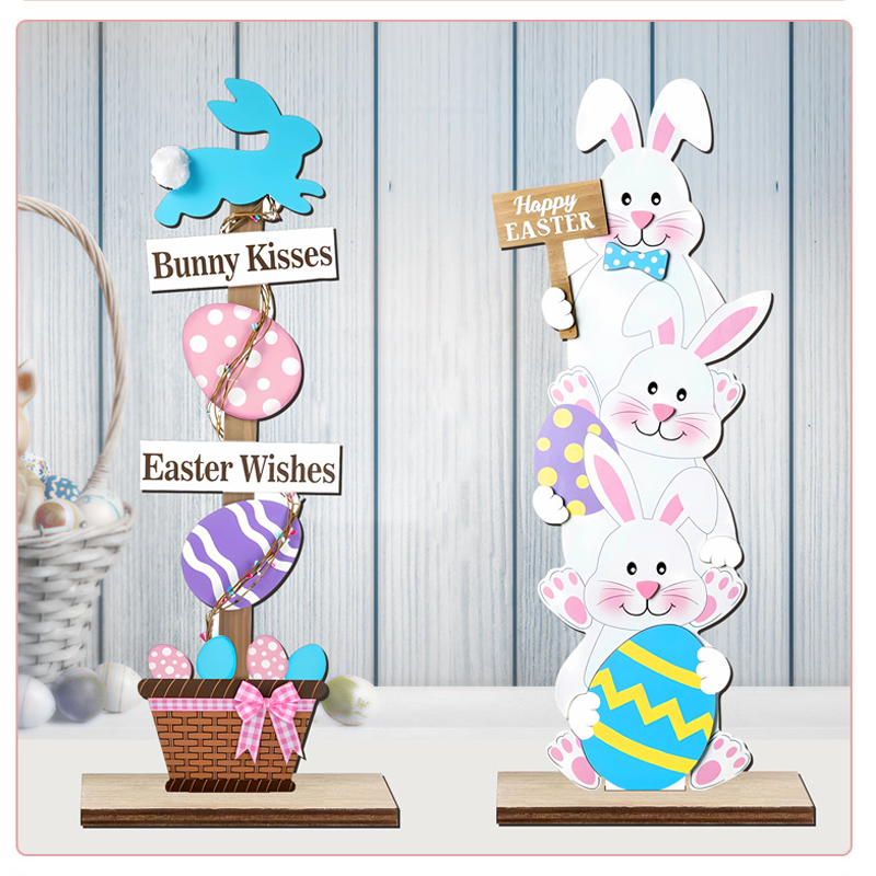✨Stacked Bunny Easter Wooden Table Decor 🐰 Hop Into The Easter Spirit! 🌸