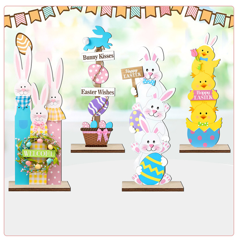 ✨Stacked Bunny Easter Wooden Table Decor 🐰 Hop Into The Easter Spirit! 🌸
