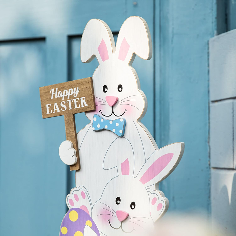 ✨Stacked Bunny Easter Wooden Table Decor 🐰 Hop Into The Easter Spirit! 🌸