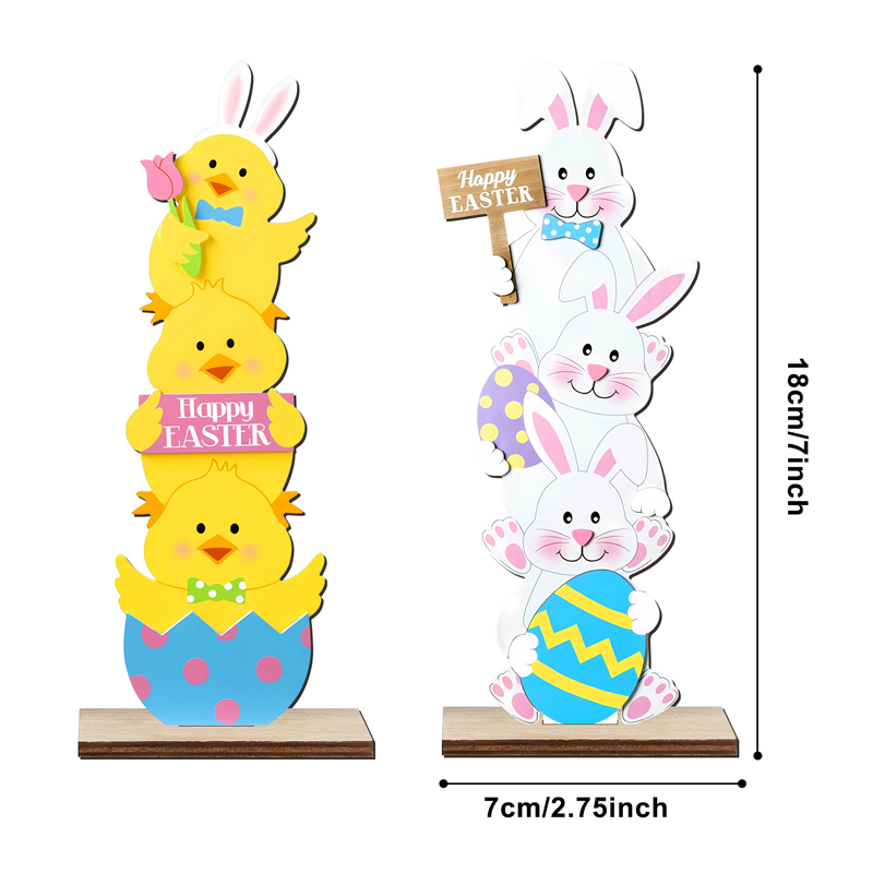 ✨Stacked Bunny Easter Wooden Table Decor 🐰 Hop Into The Easter Spirit! 🌸