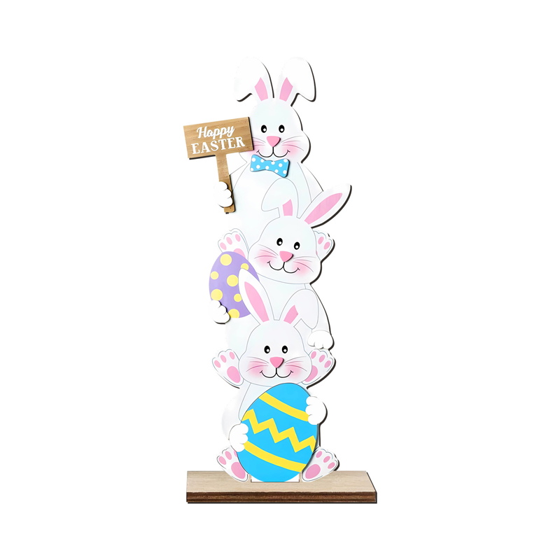 ✨Stacked Bunny Easter Wooden Table Decor 🐰 Hop Into The Easter Spirit! 🌸