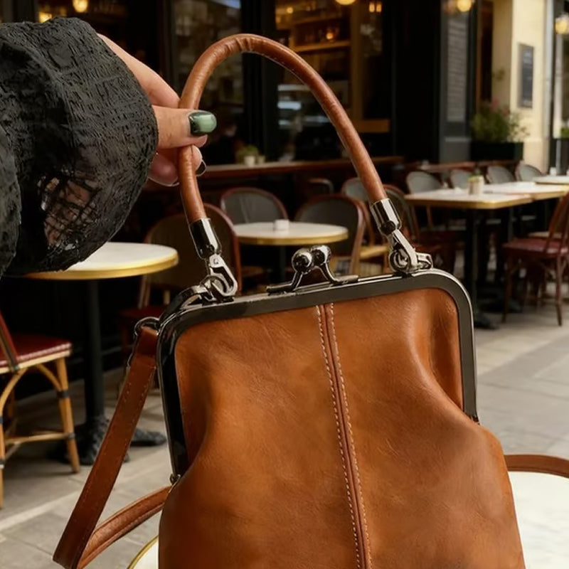 Women's Kiss Lock Crossbody Bag with Top Handle