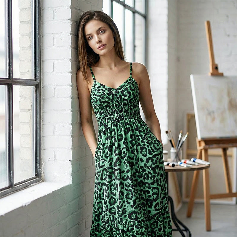 Leopard Print Cami Maxi Dress