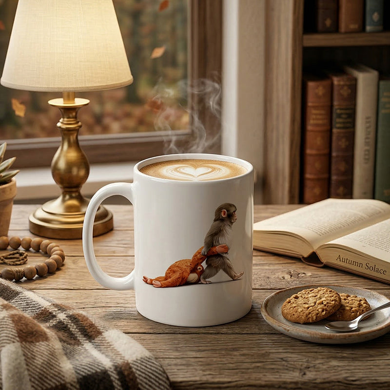 Funny Monkey Ceramic Mug - Humorous Gift