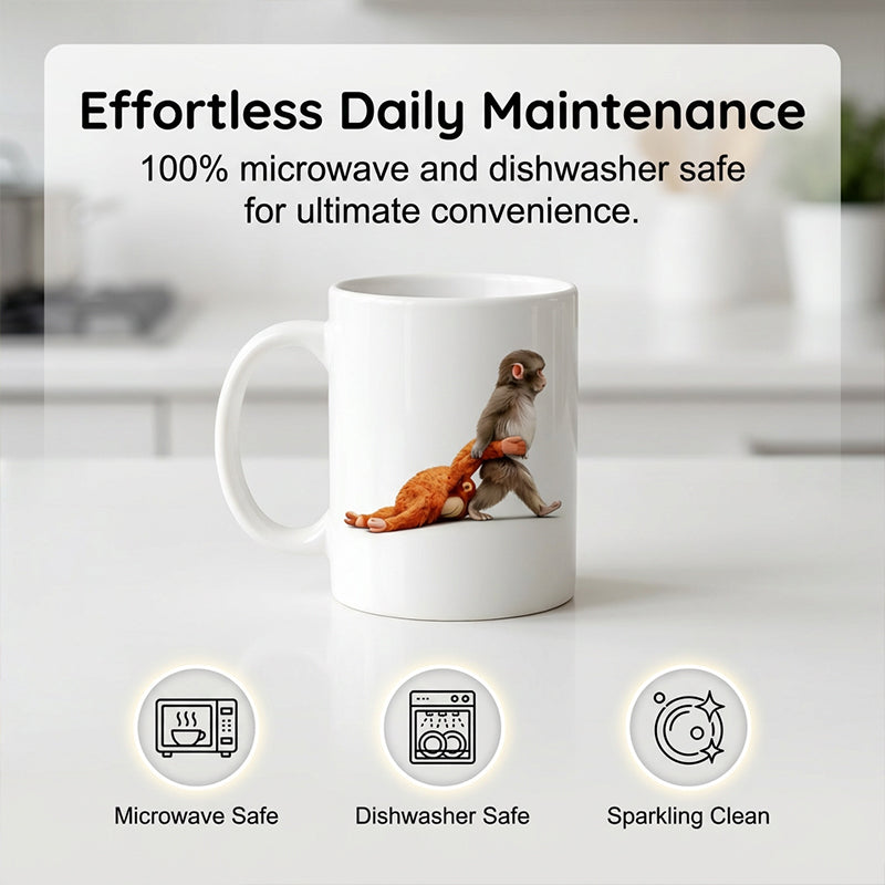 Funny Monkey Ceramic Mug - Humorous Gift