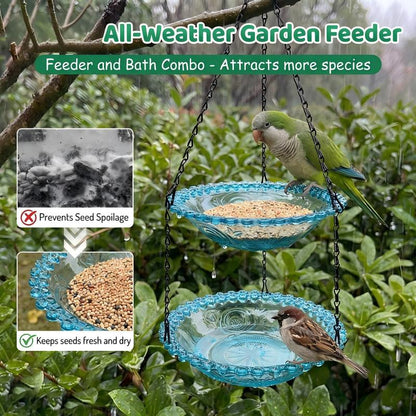 💞50K+ SOLD!🐦🌧️Vintage-Style Bird Feeder with Bath – Hangs anywhere, easy to fill. Attracts robins & blue tits. Perfect for nature lovers. 🏡✨