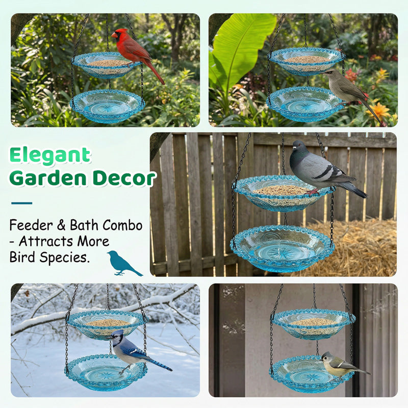 💞50K+ SOLD!🐦🌧️Vintage-Style Bird Feeder with Bath – Hangs anywhere, easy to fill. Attracts robins & blue tits. Perfect for nature lovers. 🏡✨