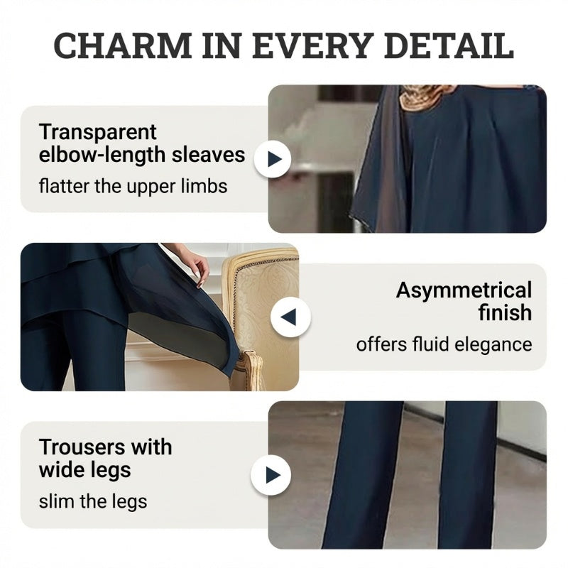 Charming Irregular Top & Wide Leg Pants Set