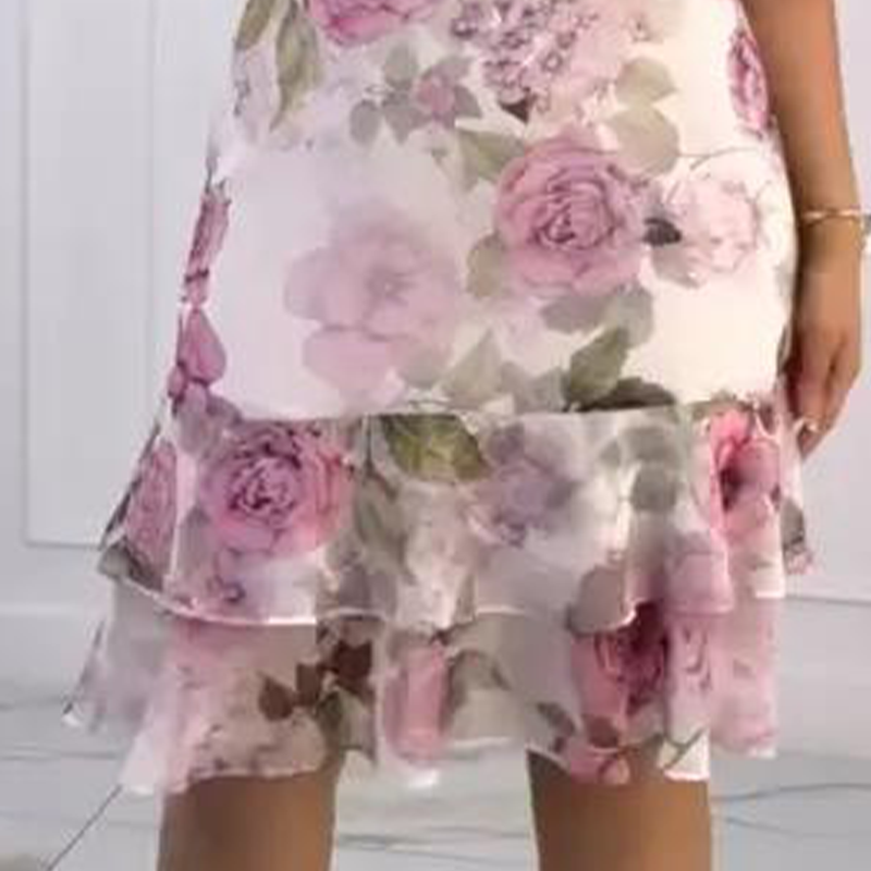 Pink Rose Layered Ruffle Dress