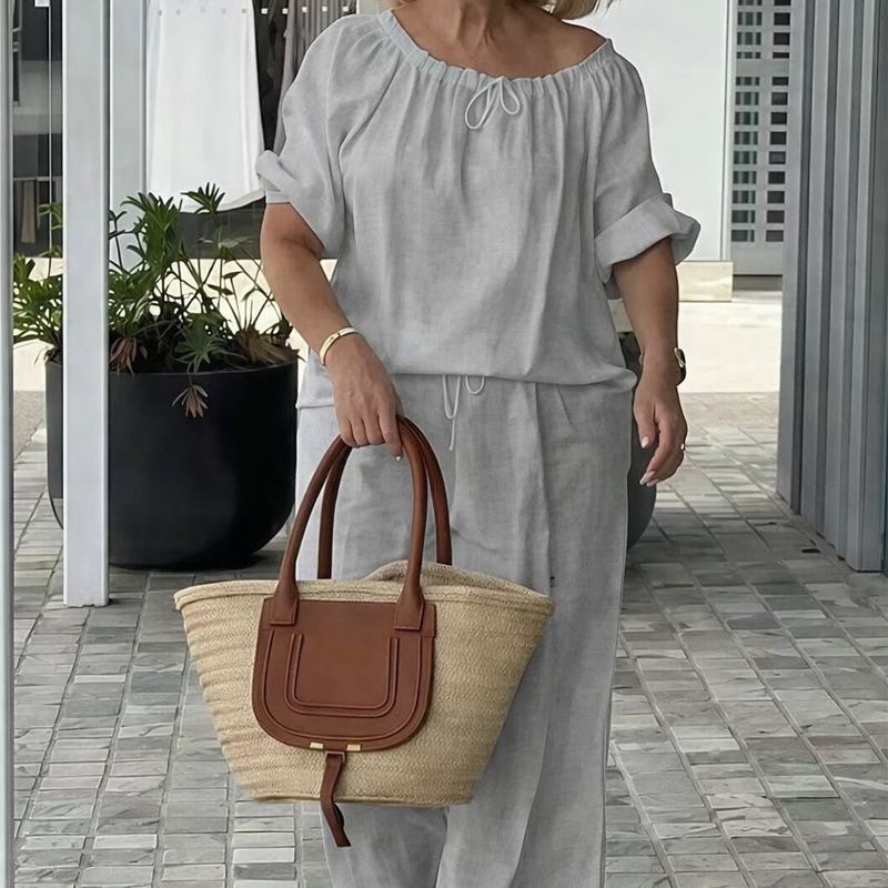 💃 Women's Drawstring Top & Pants 2-Piece Set – Relaxed Fit, Comfortable & Perfect for Lounging or Everyday Style 🌸