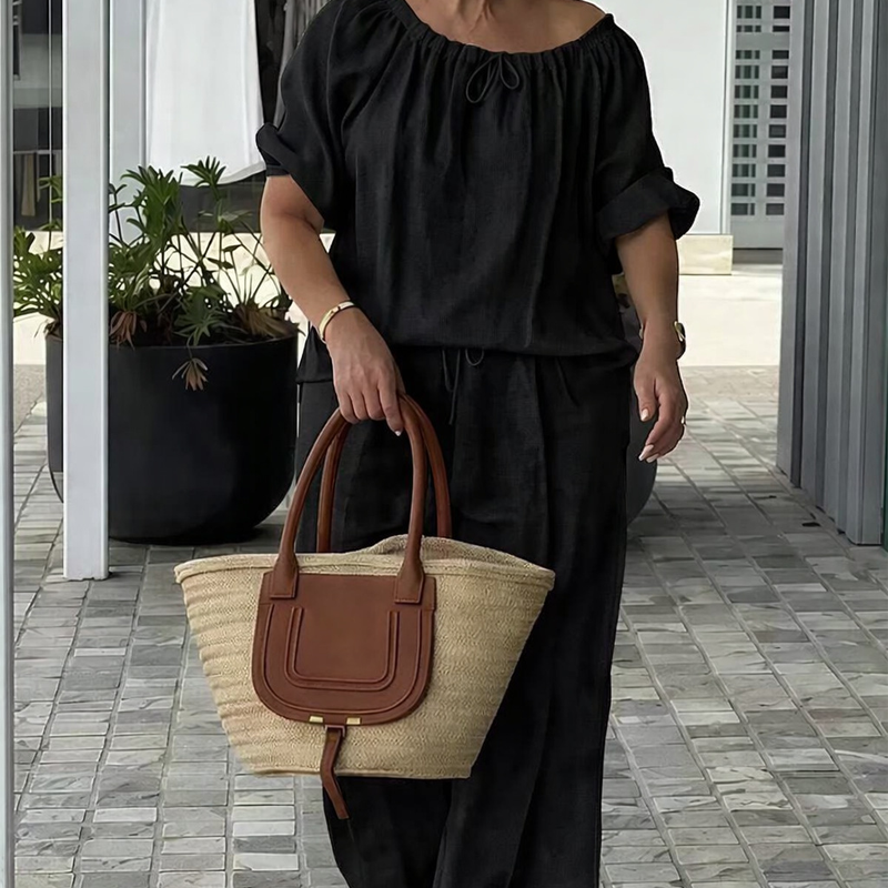 💃 Women's Drawstring Top & Pants 2-Piece Set – Relaxed Fit, Comfortable & Perfect for Lounging or Everyday Style 🌸