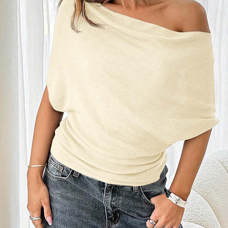 Women's Asymmetrical Off-Shoulder Batwing Sleeve Top👚