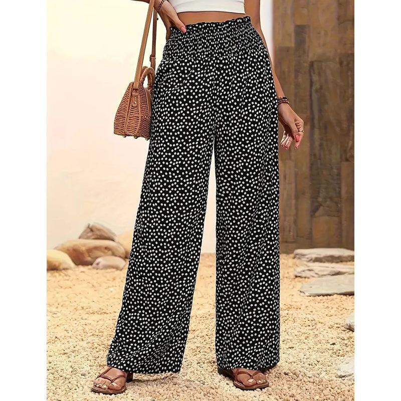 Women's Smocked High Waist Wide Leg Pants👖