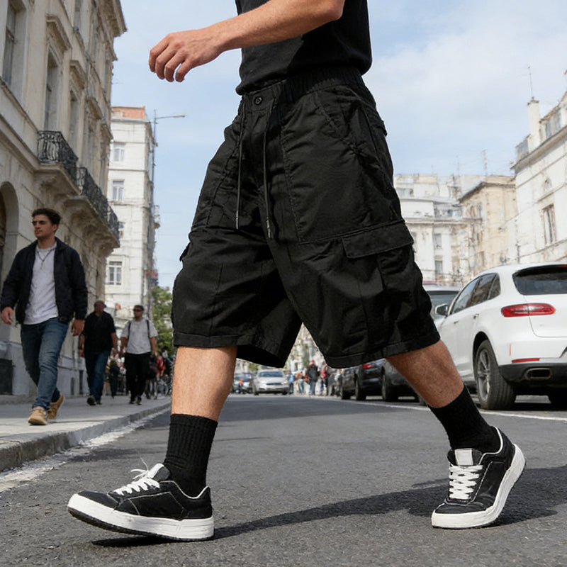 👖 Men's Plus Size Capri Pants – Wide-Leg Loose Fit, Drawstring Waist & Large Pockets ✨