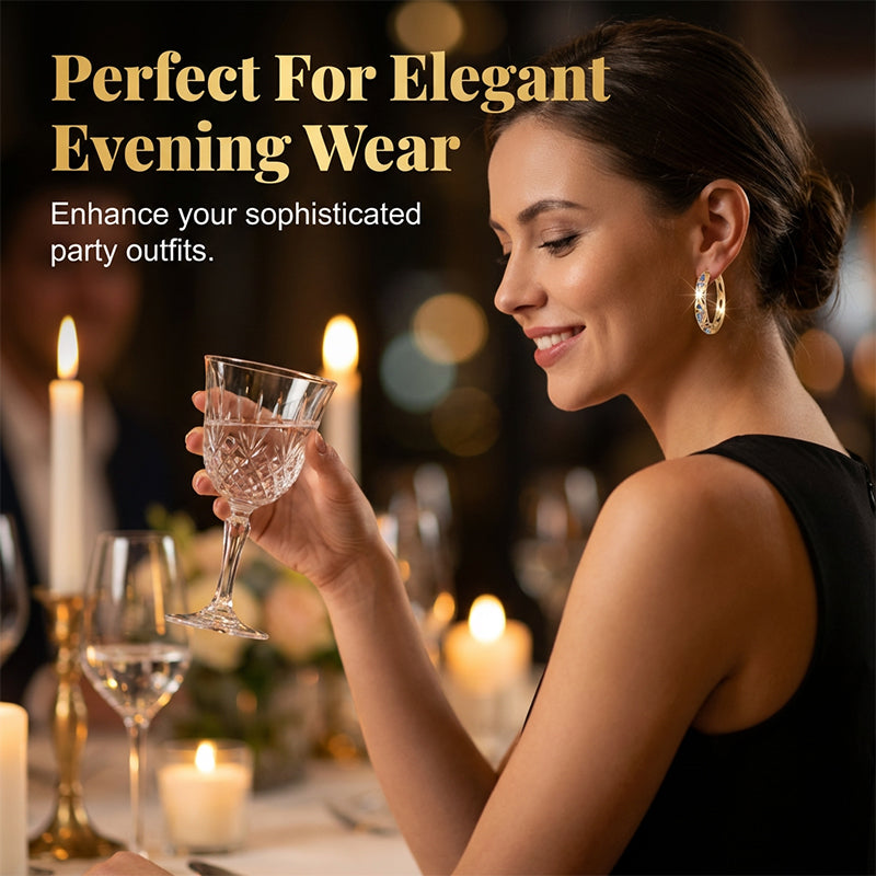 Sparkling Zircon Hollow Hoop Earrings