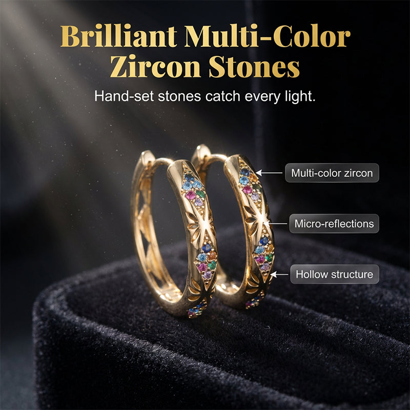 Sparkling Zircon Hollow Hoop Earrings