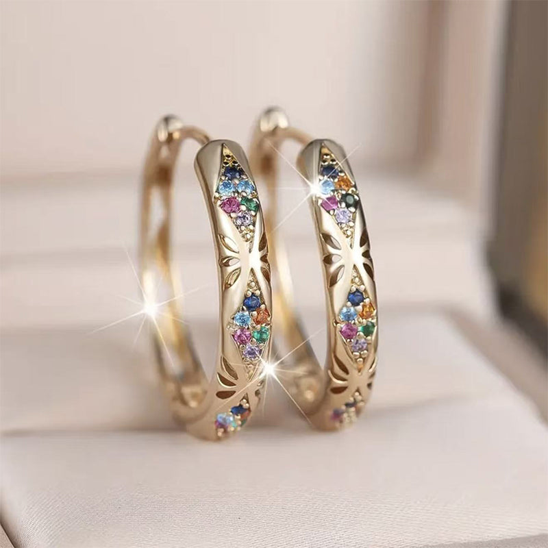 Sparkling Zircon Hollow Hoop Earrings