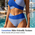 👙Two-Piece Color Block & Stripe Bikini Swimsuit